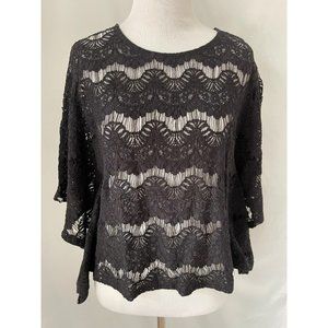 You Are Not Alone Black Lace Cover-up Shawl Top
